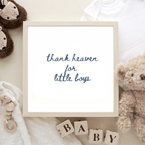 Thank Heaven For Little Boys Print, Blue Nursery Wall Decor, Baby Boy Gift, Vintage Nursery Wall Art, Nursery Quote Print, Boy Room Decor