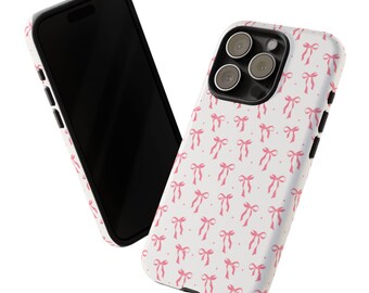 Tough Cases, Pink Bow Phone Case, Preppy Girl Gift, iPhone/Android Case, Preppy Phone Accessories, Cute Tough Case