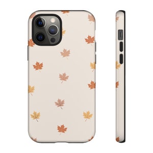 Estuches resistentes, fundas para teléfono con hojas de otoño, fundas protectoras para teléfono, accesorios elegantes para iPhone, funda femenina para iPhone, funda moderna con hojas de otoño