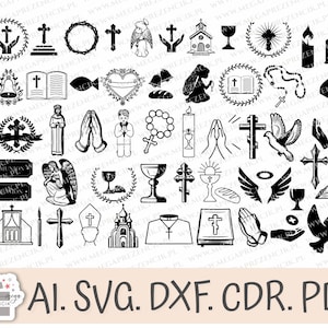 Clipart de première communion. Clipart de communion, croix svg, fichier SVG, vecteur, coupe fichier Clip, Sainte Communion, Svg Bundle, Sainte Communion, svg