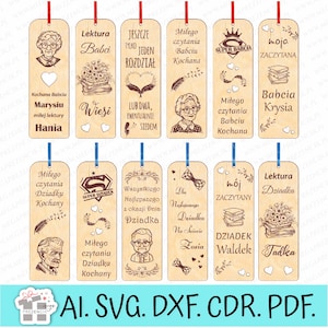 Marcadores para la abuela y el abuelo. Patrones de marcadores. Regalo de cumpleaños. Día abuela y abuelo. Marcadores para abuelos SVG láser