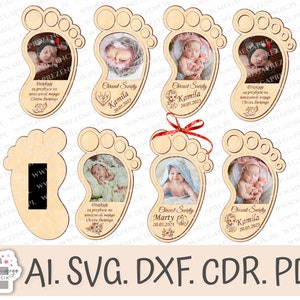 Baby voeten svg. Bedankt voor de gasten bij de doop. Magneet voor babyvoetjes. Baby voet hanger. Foto lijstje. bestanden laser gesneden SVG