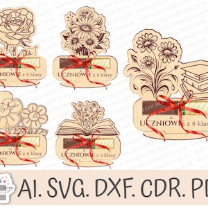 Blumenstatuette, danke für den Lehrer. Ein Geschenk für den Lehrer. Ende des Schuljahres. Lasergeschnittene SVG-Datei. Schokoladen-Geschenkbox,