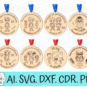Medaglie personalizzate per uno studente di prima elementare. Disegni di medaglie per studenti in età prescolare. Disegni di medaglie per taglio laser SVG