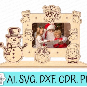 Familienfotorahmen. Weihnachtsrahmen, Frohe Weihnachten Rahmen, Schneemann SVG, Weihnachtsmann SVG, Geschenk SVG, Weihnachtsstrumpf SVG