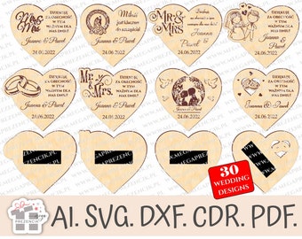 Wedding keepsake magnet | Heart-shaped engraved magnets | Thanks to the wedding guests. Wedding Gift, Wedding Gifts SVG