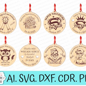 Médailles en contreplaqué pour la Journée des enseignants. Journée nationale de l'éducation. Médailles personnalisées svg. Super professeur Svg. Professeur pour médaille svg