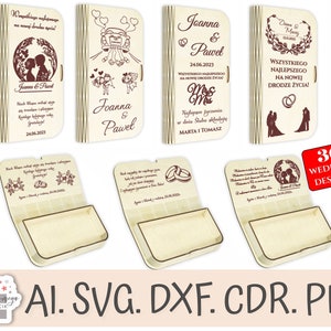Spardose | Hochzeitsbox | Hochzeitsgeschenk | Hochzeitsmuster SVG | lasergeschnittene Schachtel | Briefumschlagbox | Danke