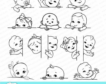 赤ちゃん svg、新生児 svg、子供のポートレート クリップアート、かわいい赤ちゃん svg、赤ちゃんの顔 svg、覗く子供 svg、隅を覗く子供 svg