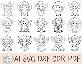 天使のベクター グラフィック、赤ちゃん天使の SVG、赤ちゃん天使の SVG、赤ちゃん天使の SVG、雲の上の赤ちゃん天使の SVG、赤ちゃん天使のレーザー