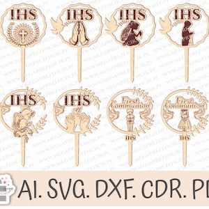 Décoration de gâteau Première Communion | IHS svg | conceptions de dessus | communion | Fichier vectoriel | Première Communion svg | Sainte Communion | svg Couper Fichier