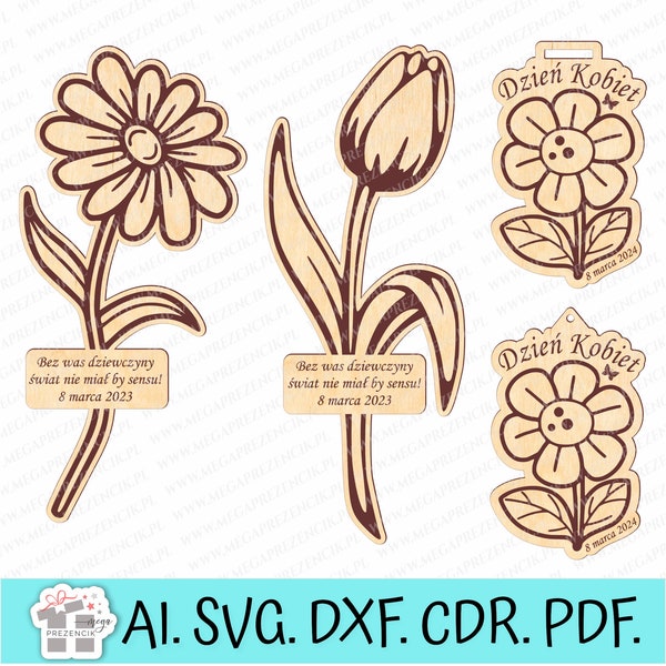 Plywood flowers for Women's Day. Women's Day gift. Gift for Women. Laser svg design. Laser cut. Flower medal for Women's Day