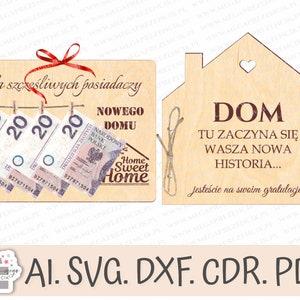 Geöffnete Karte als Einweihungsgeschenk. Geschenk für ein neues Zuhause, Geschenk für Freunde, Gutschein-Svg, Geschenkgutschein für ein neues Zuhause. süßes Zuhause