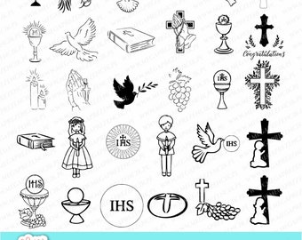 Clipart de première communion. Clipart de communion, Croix svg, fichier SVG, Vecteur, Cut File Clip, Sainte Communion, Svg Bundle, Sainte Communion, svg