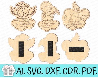 Ángel imán / gracias invitados / Santo Bautismo svg / Regalo de la Sagrada Comunión / Archivo de corte láser SVG, archivo glowforge. ángeles SVG