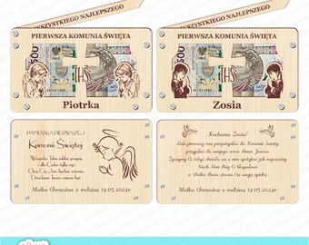 Sobre para dinero, souvenir Primera Comunión, cortado con láser. Regalo de primera comunión Archivo cortado por láser SVG CDR. Sobre comunión láser de madera