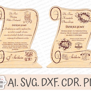Statuette de diplôme pour l'enseignant et l'employé de l'école. Cadeau debout pour professeur. Un cadeau de fin d'année scolaire. Coupe au laser. svg