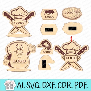 Firmenstatuetten und Magnete. Lasergeschnittene kulinarische Magnete und Statuetten, Statuetten für Restaurants und Bars, Werbeprodukte im SVG-Format, Laserlogo