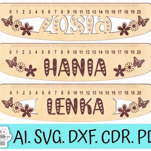 Personalized ruler with name. Laser cut file SVG, ruler svg. Gift idea for a child laser. school supplies ruler laser svg
