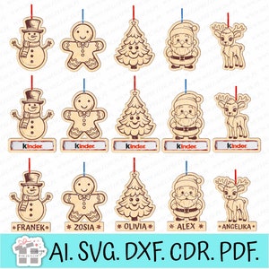 Personalisierte Weihnachtskugeln. Hängende Weihnachtsdekorationen. Weihnachtskugel-Designs SVG. Kugeln mit Platz für Schokolade. Kugeln lasergeschnitten SVG