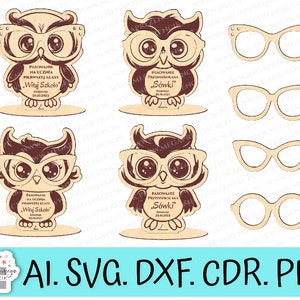 Owl with glasses statuette. A gift for a student and a preschooler. Fitting in as a first-grader. Funny owl svg. SVG