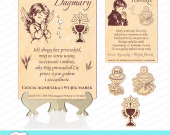 Recuerdo de Comunión. Recuerdo para la Primera Comunión láser svg. Un recuerdo de la Primera Comunión para una niña y un niño. SVG CDR DXF