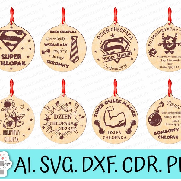 Personalizowane medale na Dzień Chłopaka. Medal superbohaterowie svg, Medal odlotowy chłopak svg, Medal super chłopak, Medal bombowy chłopak