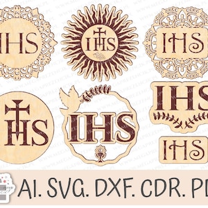 Gastgeber für die Seite der Torte, IHS für die Torte, IHS-Designs. Kommunionkelch, Kommuniontauben, Kommunionaufsatz, Kommuniondekoration, IHS für die Seite des Kuchens, SVG