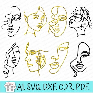 Cappello a cilindro lineare viso donna. Una riga Profilo di una donna, Line Art Cake Topper, Lady Line Art Face Cake, Woman Face Cake Decor, SVG glowforge