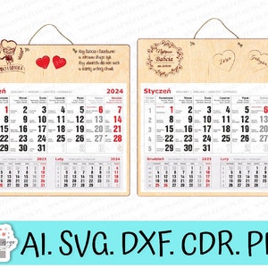 Calendario personalizado cortado con láser para el Día de los Abuelos. Calendario colgante grande para abuelos cortado con láser svg. Abuelos svg corte láser