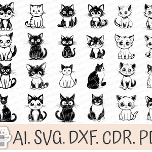 Vector graphics of cats. Cats bundle svg, baby cat svg, Clipart cat. fanny cat svg, little kitty svg, laser cat set, cute kitties