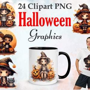 Halloween graphics set. Sublimation Halloween, halloween bundles, halloween png. Halloween cartoon png, halloween mug. watercolor png