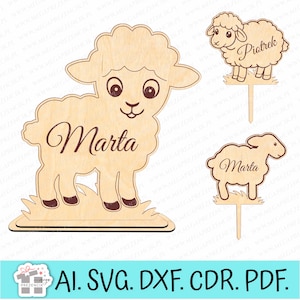 Große Lammstatuette. Kommunion-Souvenirlämmer. Erstkommunion-Laser, Kommunion-Dekoration-Laser-SVG. Lammmuster SVG Laserschnitt