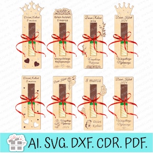 Grazie per la Festa della Donna con un posto per il cioccolato in formato SVG. Un regalo elegante per le donne. Regalo per la festa della donna. File in formato Svg. Taglio laser.