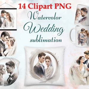 Bruid en bruidegom, bruiloft graphics, pasgetrouwde graphics, sublimatie bruiloft, jong koppel PNG, bruiloft afbeeldingen, graphics PNG, aquarel zonder achtergrond