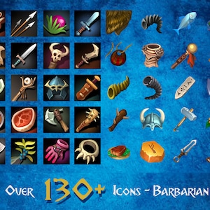 Barbar Icons - Icons - Videospiel - RPG - DnD - Hochwertige Clip Art
