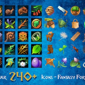 Fantasy Forest - Icônes - Jeu vidéo - RPG - DnD - Clip Art haute qualité