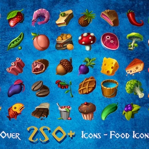 Food Fantasy - Icônes - Jeu vidéo - RPG - DnD - Clip Art de haute qualité