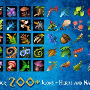 Kräuter und Natur - Icons - Videospiel - RPG - DnD - Hochwertige Clip Art