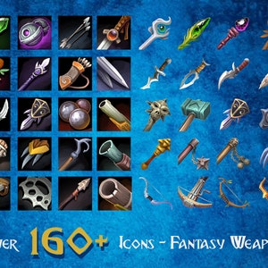Fantasy Weapons - Icone - Videogioco - RPG - DnD - Clip Art di alta qualità