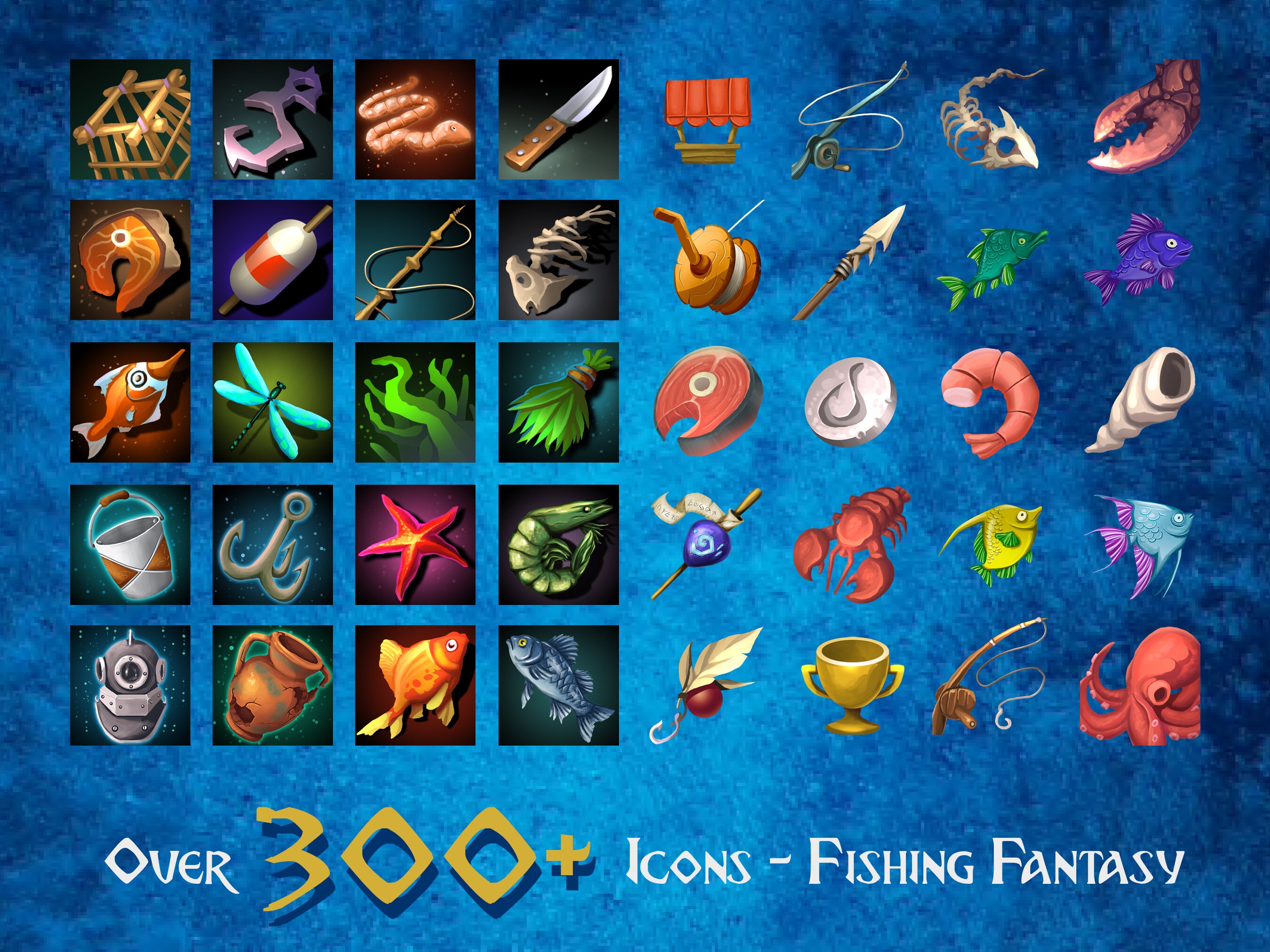 Fantasy Fishing Icons Video Game RPG Dnd High Quality Clip Art Etsy
