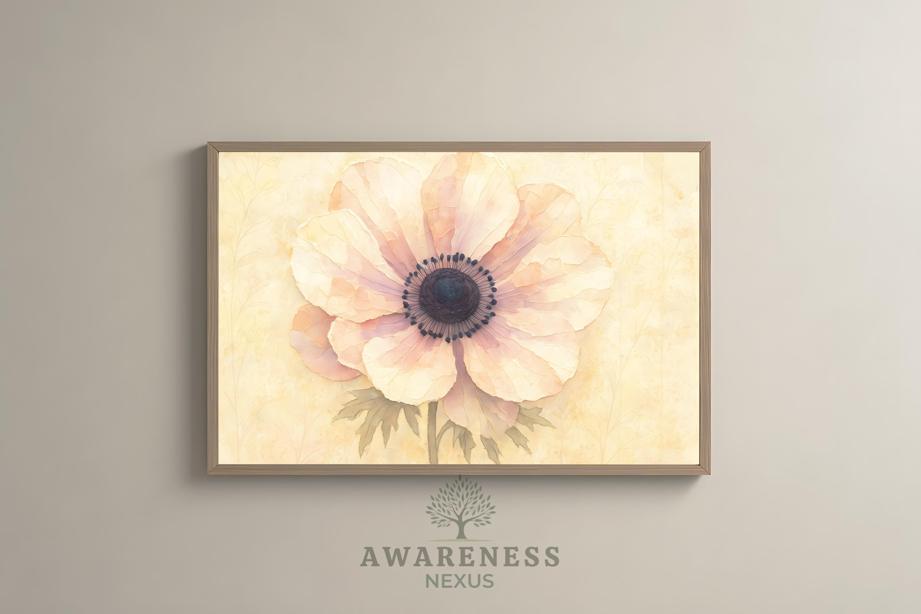 Anemone Flower · Mixed Media Floral Painting · Printable Wall Art · Neutral Decorations · Livingroom Decor · Kitchen Decor · Bedroom Art