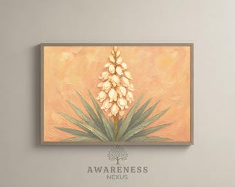 Yucca Flowers · Boho Floral Oil Painting · Printable Wall Art · Neutral Decorations · Livingroom Decor · Staircase Decor · Kitchen Decor