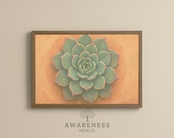 Succulent Plant · Boho Oil Painting · Printable Wall Art · Neutral Decorations · Livingroom Decor · Kitchen Decor · Bedroom Art