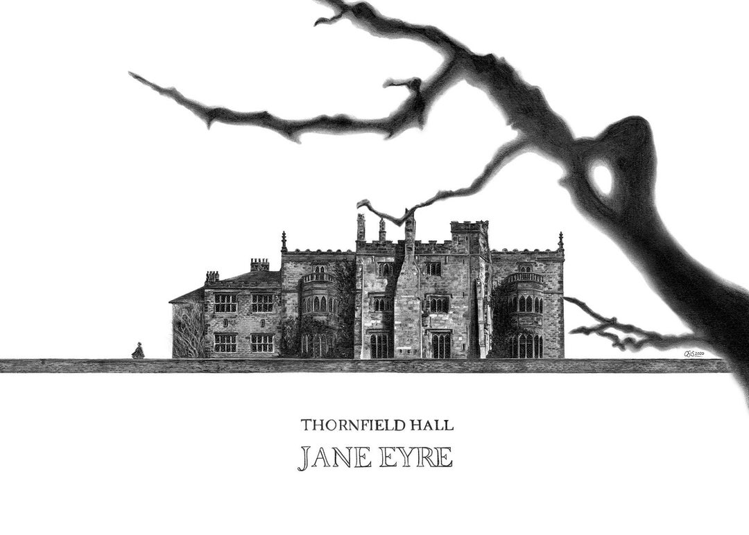 Jane Eyre, Thornfield Hall Postcard Etsy