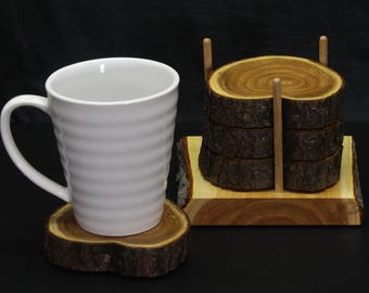 Live Edge Mahogany Drink Coaster Set