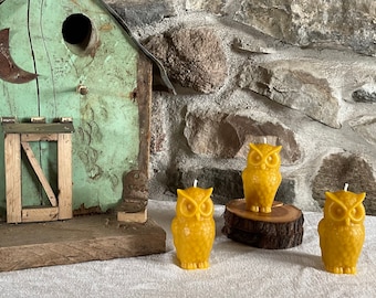 100% Natural Beeswax Owl Candles - set of 3