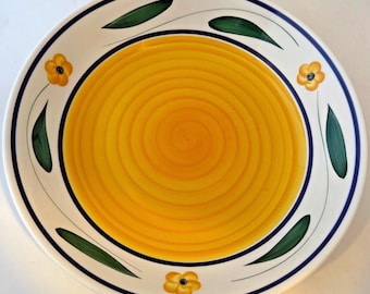 ROMA INC Hand Painted in Italy Yellow Blue 13 inch Diam  XLarge Pasta Serving Bowl