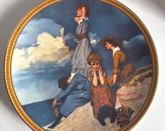 Vintage Rockwell's Rediscovered Women Collection WAITING On THE SHORE Plate 8.5"