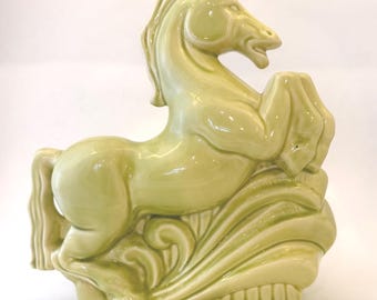 Vintage Mid Century Stanford Sebring Pottery Chartreuse Horse Planter